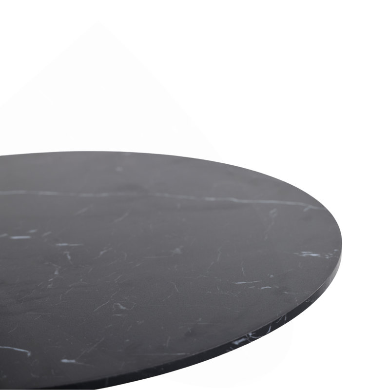 Table de salle à manger ronde tulipe de style moderne du milieu du siècle, 80 cm (31,5 po), pour 2 à 4 personnes, plateau en faux marbre noir et pied central doré poli.