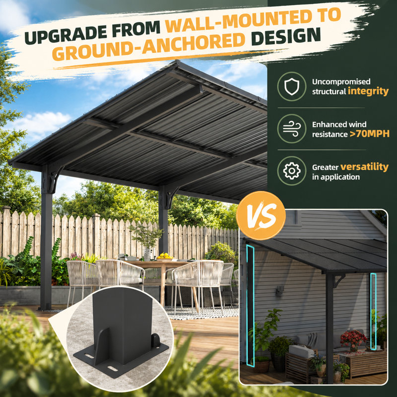Pergola d'extérieur à toit rigide pour terrasse, H 97,8 po x l 234,36 po x P 118,56 po