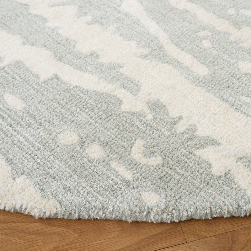 Tapis en viscose / laine touffeté à la main Valade en gris clair / ivoire, Rectangle 3 pi 6 po x 5 pi 6 po