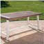 Table de salle à manger d'extérieur brun foncé en bois d'acacia à finition sablée avec structure en métal rustique blanc-851120531