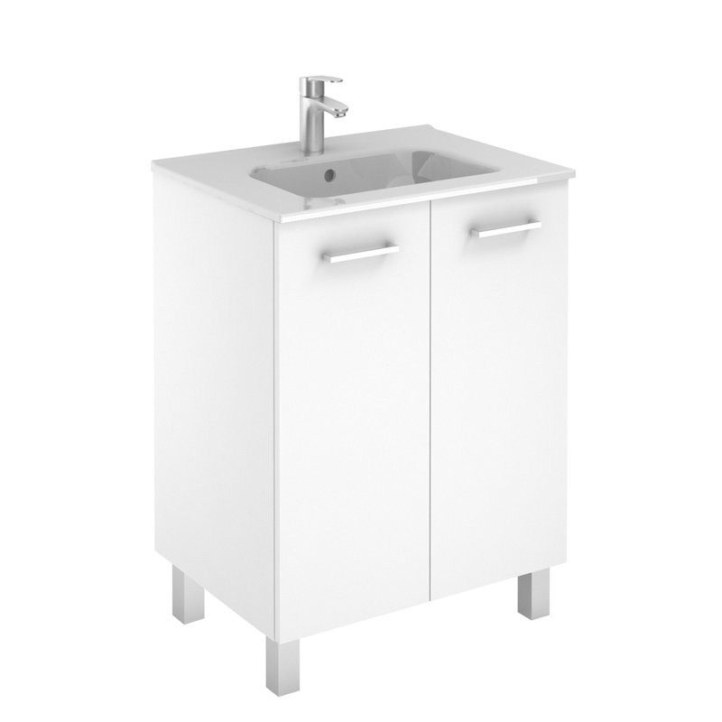 Logic 27.6'' Single Bathroom Vanity with Ceramic Top with Mirror, Glossy White
