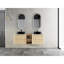 Meuble-lavabo mural de 60 po avec lavabo d'art en céramique et tablettes de rangement, porte à fermeture en douceur, matériau en contreplaqué rembourré de kd, surface d'eau, conception moderne à espace élargi, bords arrondis, 45 po
