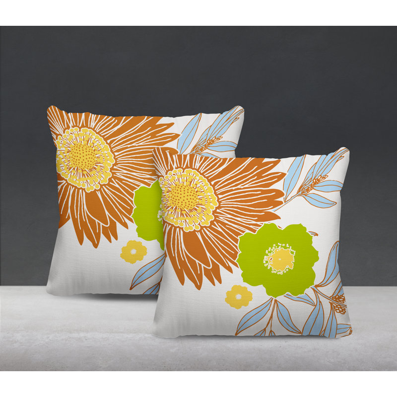 Housse et insert de coussin décoratif intérieur / extérieur en mélange de polyester, L 19 po x H 19 po, Orange