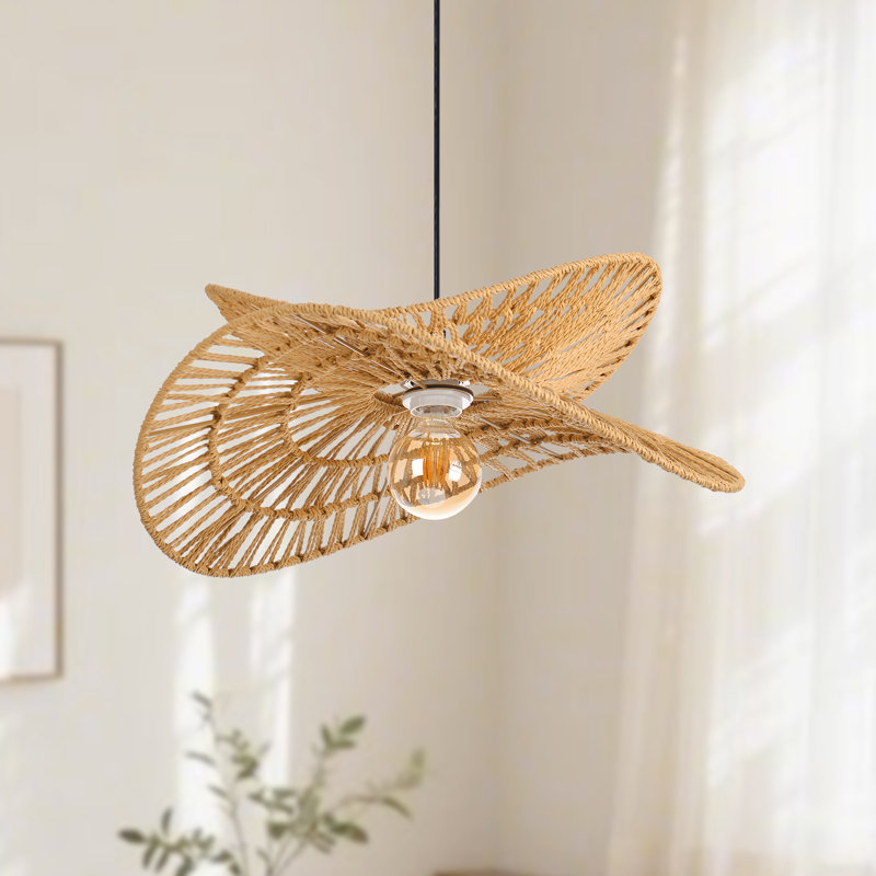 Handwoven Rope Pendant Light for Living Rooms, Dining ,Bedrooms & Cafés, 7" H x 15.75" W x 15.75" D