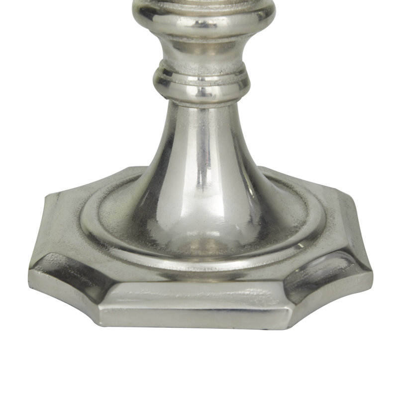 Valdosta Glam Aluminum Hurricane Lamp, Silver
