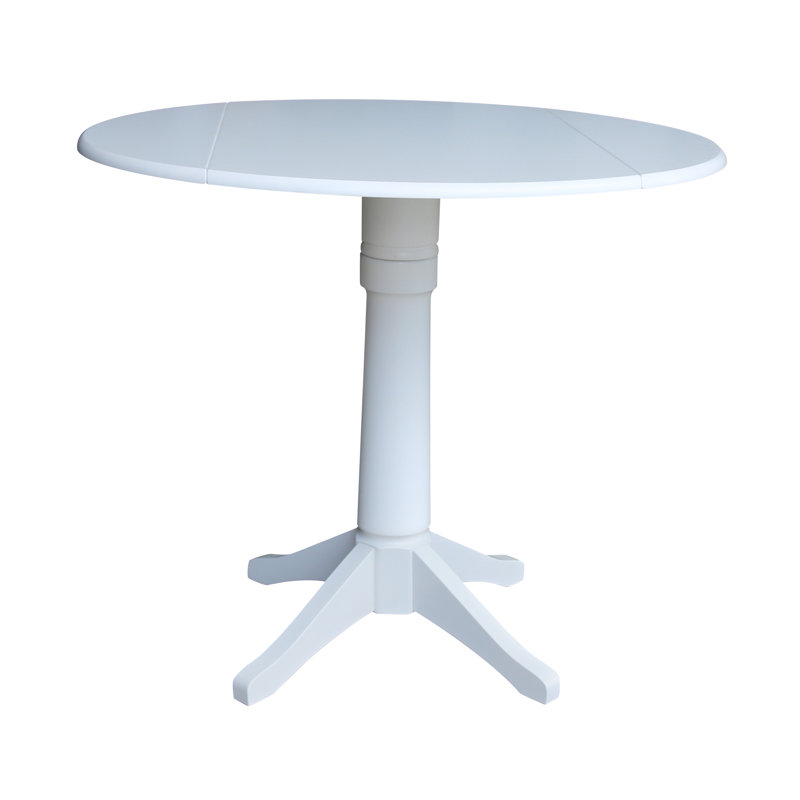 Extendable Round Solid Wood Dining Table, White