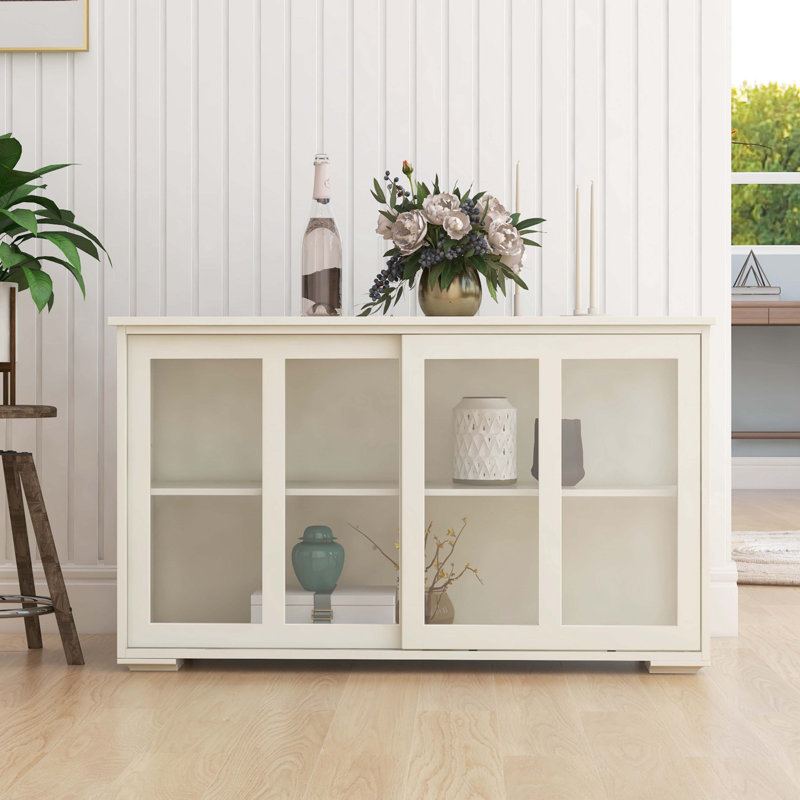 Armoire de rangement pour cuisine avec porte en verre - blanc