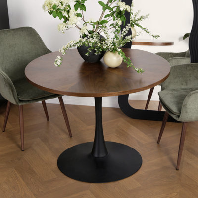 Round with Steel Base Dining Table
