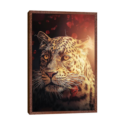 The Leopard with the Rose 1 Piece Wall Art on Canvas