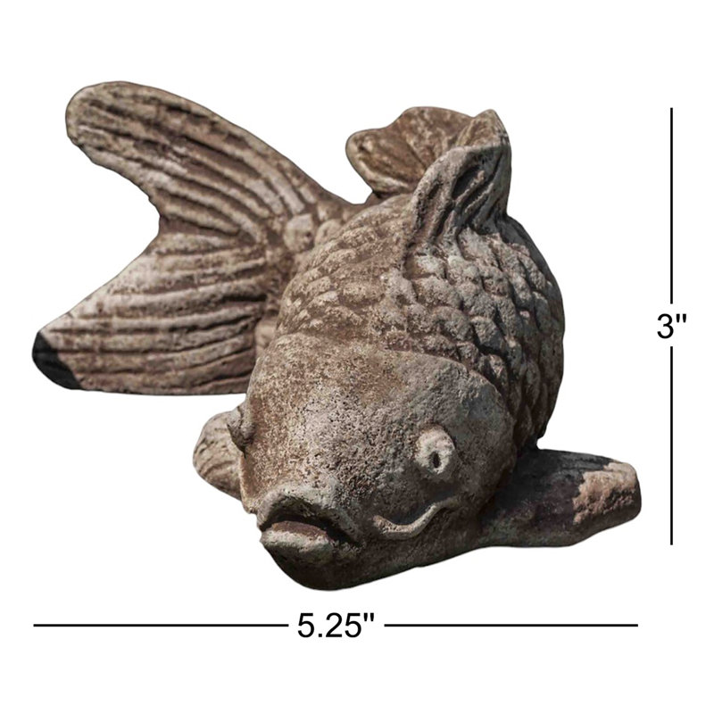 Coy Koi Statue, Brownstone