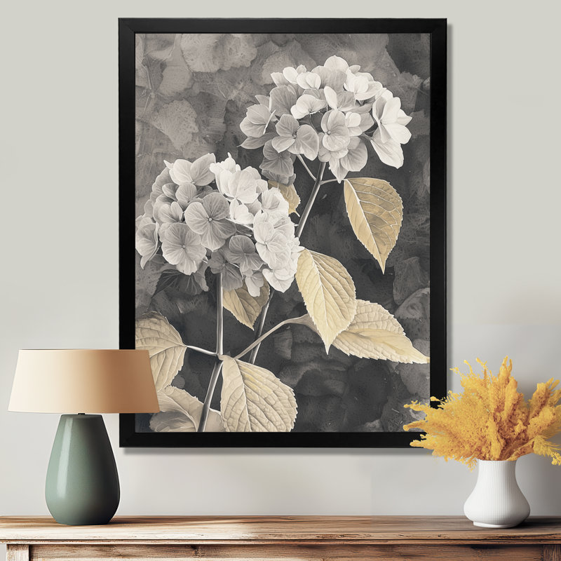 Duave - décoration murale florale, Noir, H 20 po x l 12 po, Reproduction encadrée sans passe-partout