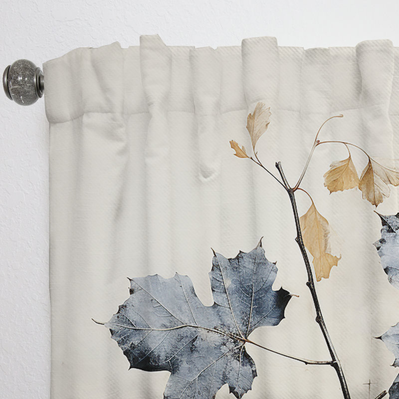 Minimalist Granite Leaves - Leaves Curtain - Room Darkening Floral Curtain - 1 Panels, 52" W x 120" L