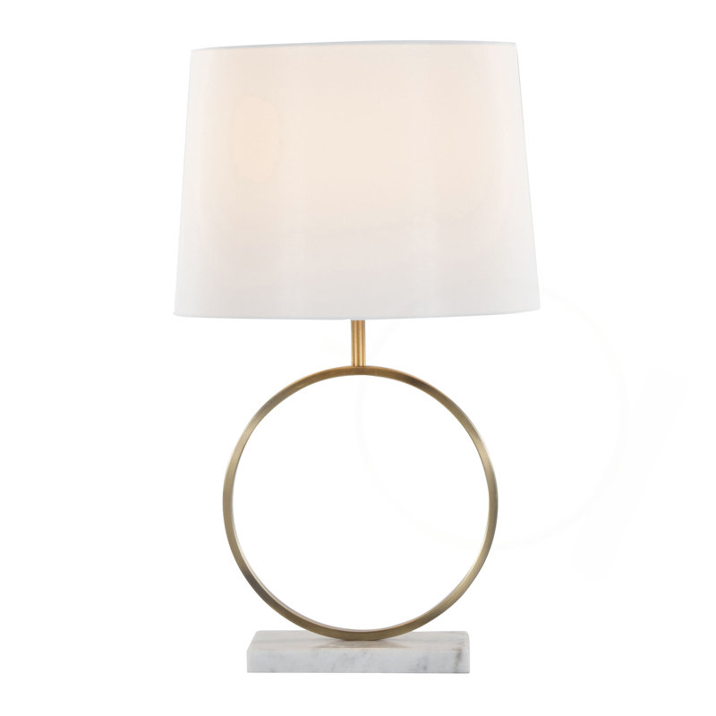 Lampe de table Moon en marbre, métal et abat-jour