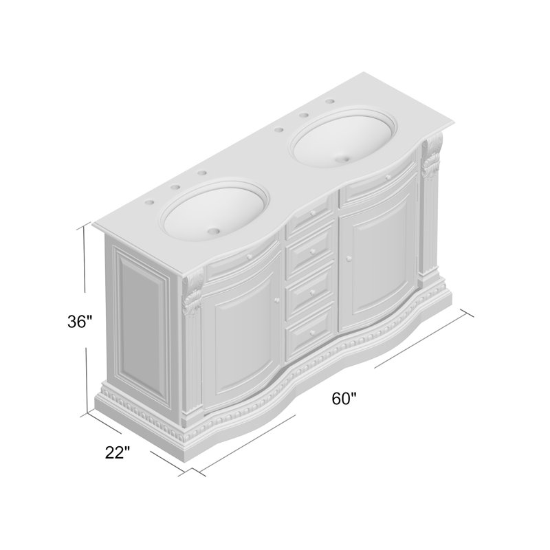 Ensemble de meuble-lavabo double 60 po Ramsel, Pierre granite baltique brune