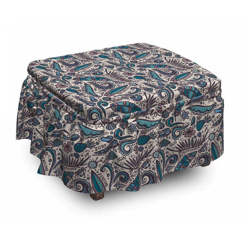 Ensemble de housse pour repose-pieds à coussin de boîte 2 pièces surf exotique s fun