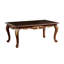 Table basse Saili, sculptures dorées, cabriole 48 po, bois brun tabac