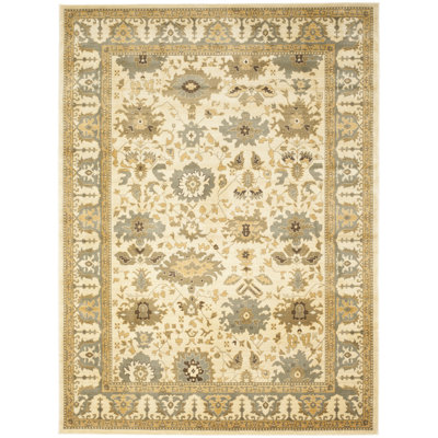 Tapis tissé à la machine en polypropylène, crème et bleu Lauren Ralph Lauren Nellwyn