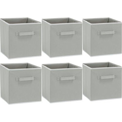 Boîte de rangement pliable cubique, gris, paquet de 6