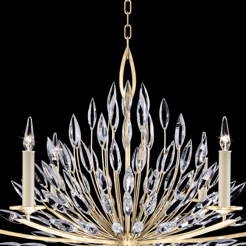 Lustre rond Lily Buds, Or, H 35 po x l 48 po x P 25 po