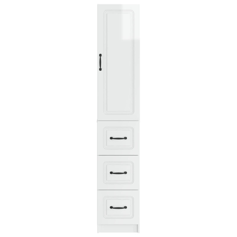  Cabinet Set 2 Pcs Engineered Wood Storage Home Office Organizer Utility, High Gloss White