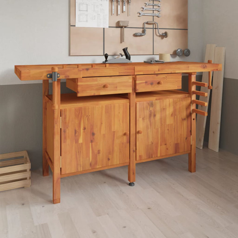 Établi à plateau en bois, H 32,7 po x l 63,8 po x P 24,4 po