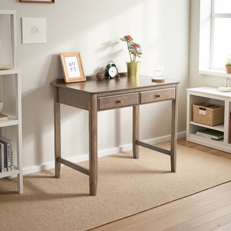 Simple red oak walnut solid wood desk