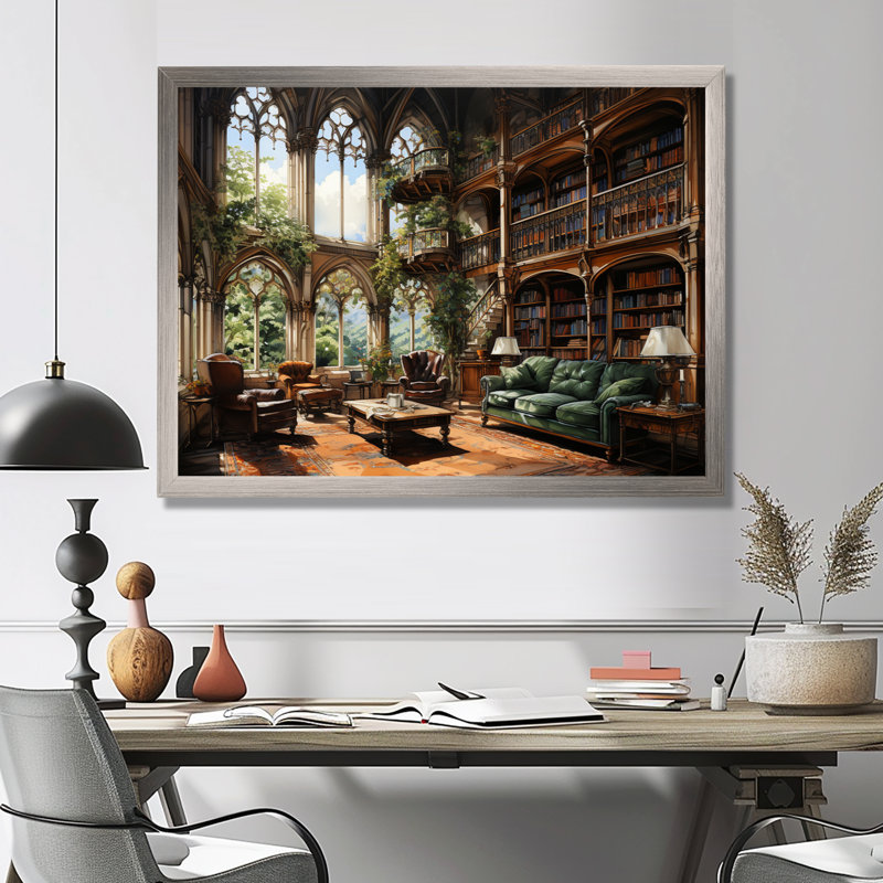 Art contemporain, bibliothèques, Haven I, H 16 po x l 32 po x P 1 po, Cadre simple argenté