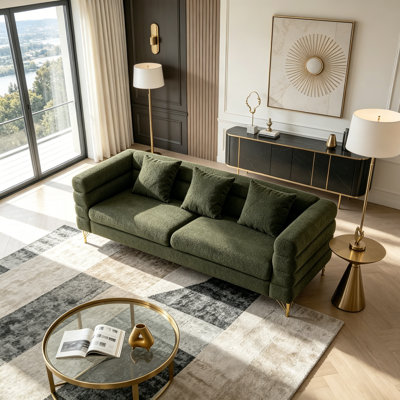 Sectional Sofa, Living Room Comfort Fabric Sectional Sofa-Deep Seating Sectional Sofa