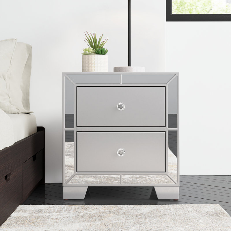 Fazeley Solid + Manufactured Wood Nightstand, Silver