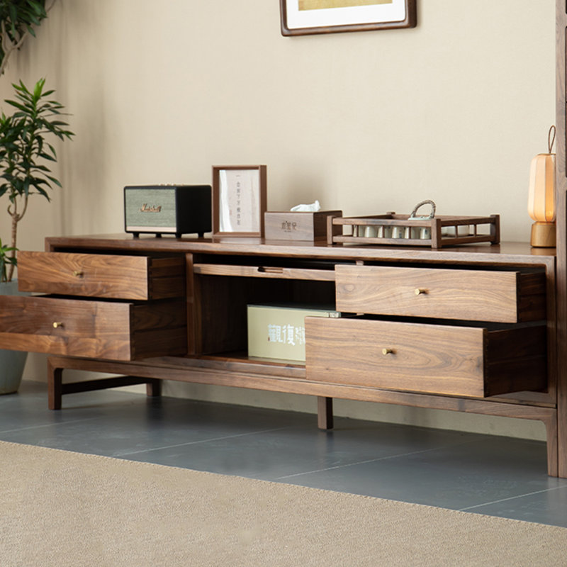 Meuble télé en bois de noyer massif, 62.99"