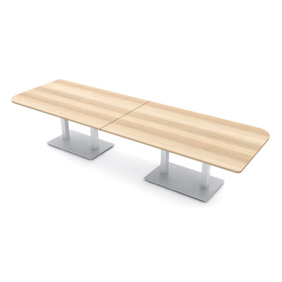 Duo Shaped Conference Table with Double Metal Post Base