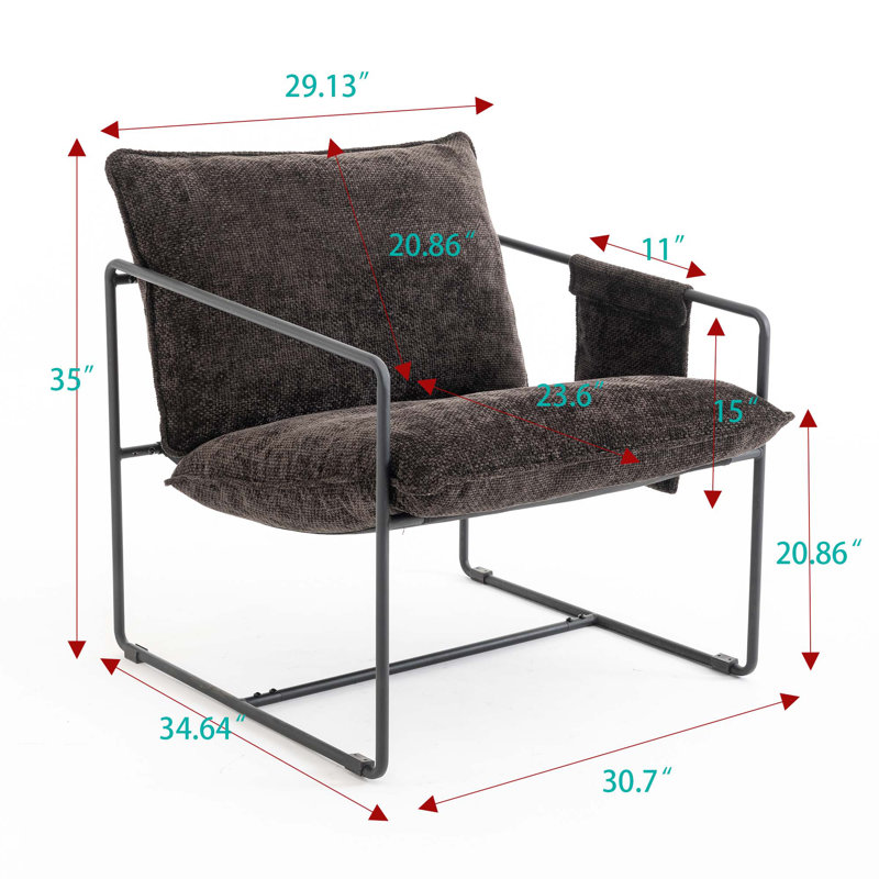 Hanging Armchair with Arm Pockets, Gold, Dark Gray , 1