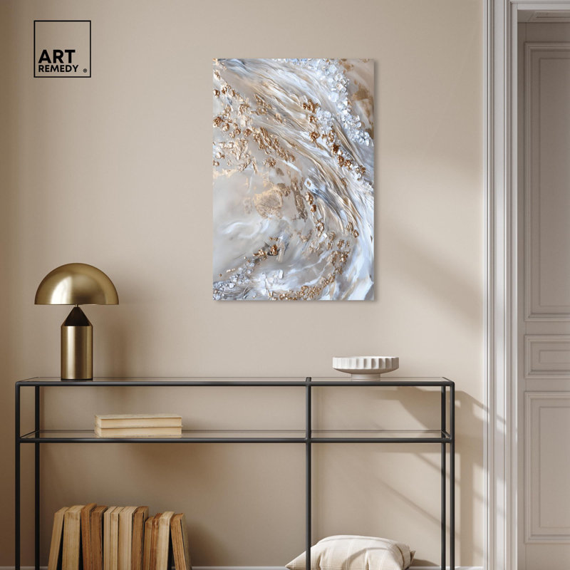 Elegant Gold Abstract Canvas Art, 30" x 20"
