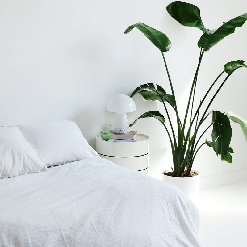 Petite lampe de table en verre, Blanc, Blanc