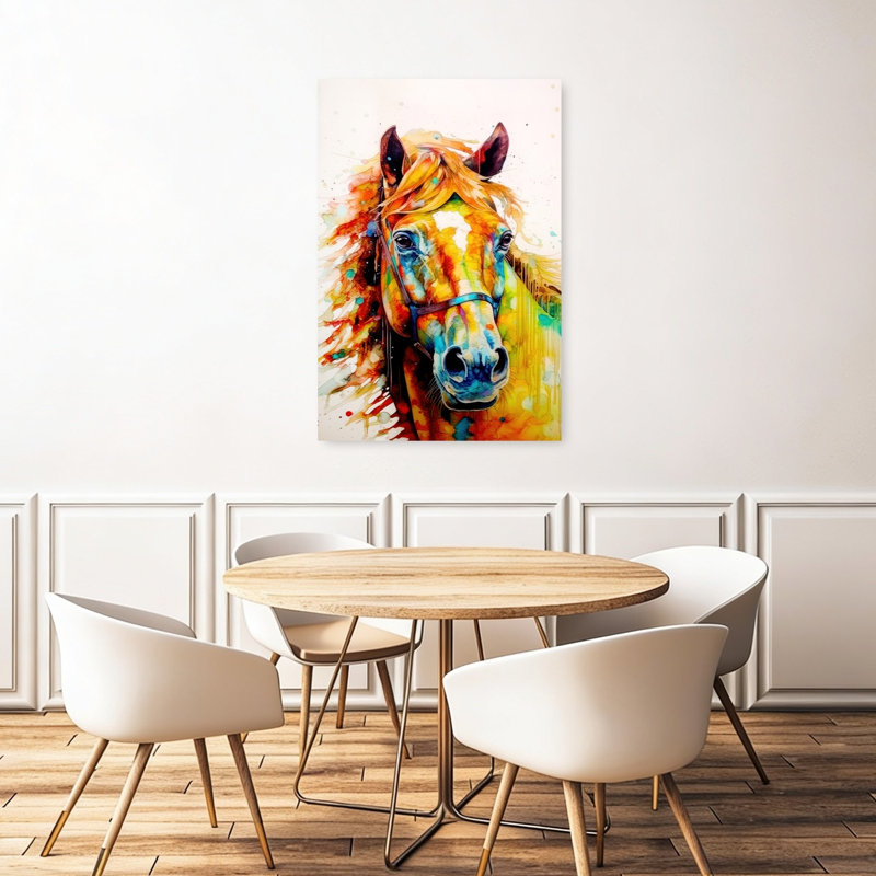 Impression d'art mural cheval coloré et coloré, H 48 po x l 32 po