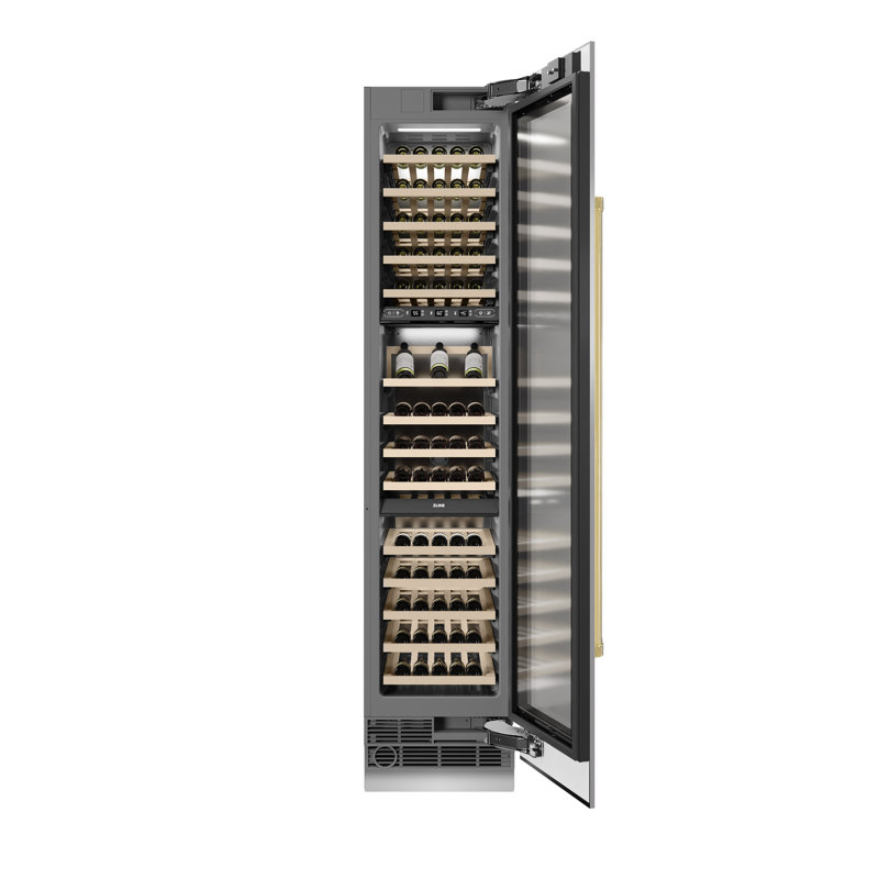 ZLINE Autograph 18 in. Stainless Steel 68 Bottle Right Hinge Column Wine Cooler with Black Accents, Gold, Left Handed