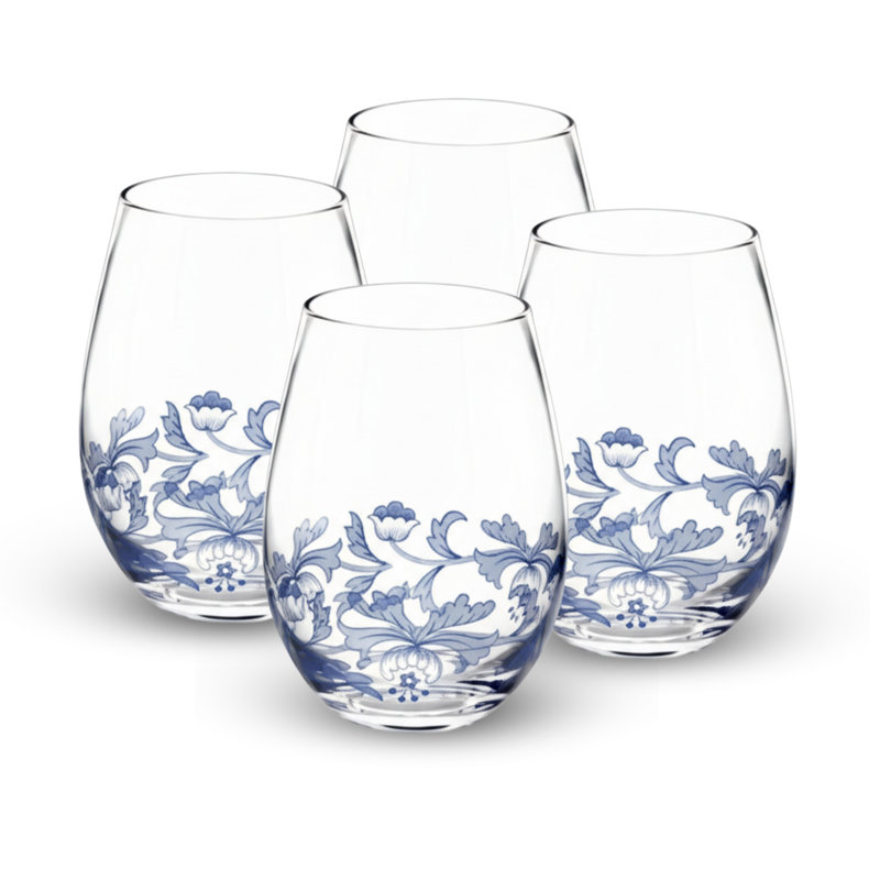 Spode Blue Italian Stemless Glasses 19 Oz