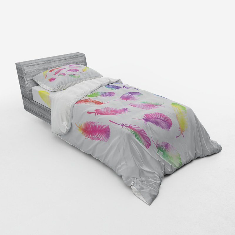 Feather Farmhouse / Country Polyester Duvet Cover, Twin Duvet Cover + 2 Additional Pieces