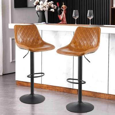 Aleatra Swivel Upholstered Adjustable Height Counter Stool with Metal Frame