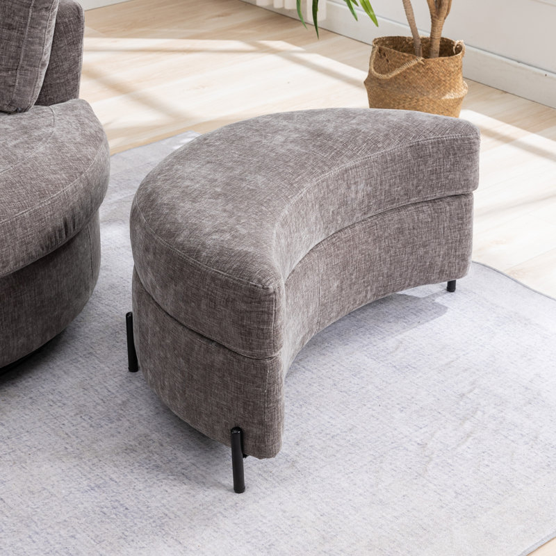 Achorn 32.8" W Upholstered Storage Ottoman, Gray Chenille