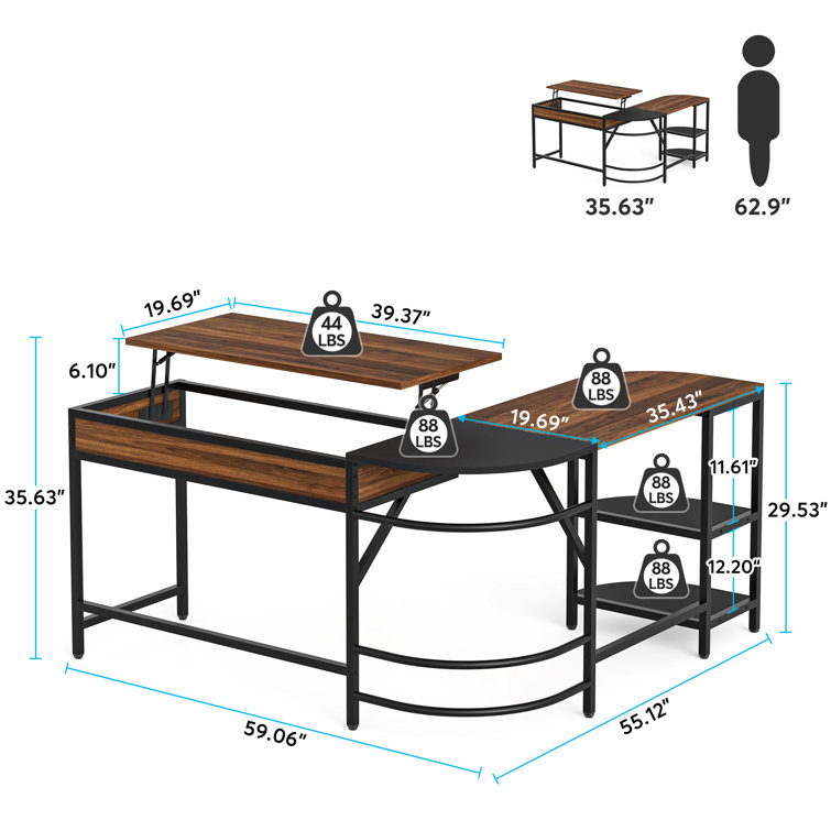 L-Shape Desk Inbox Zero Color (Top/Frame): White, Size: 29.13'' H x 50.4'' W x 41.33'' D