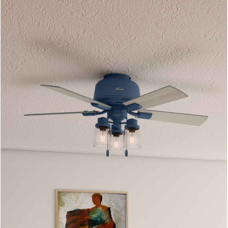 Indigo Blue 44" Low Profile Ceiling Fan with Lighting