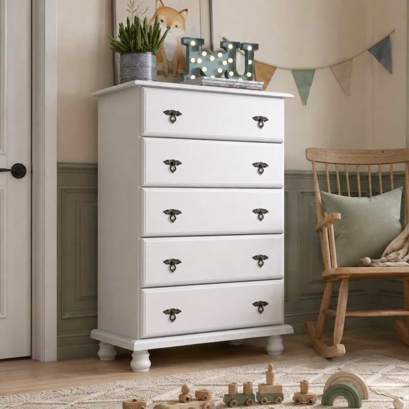 Commode 5 tiroirs Keithsburg Kyle, Blanc