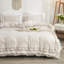  Gray And White Ruffled Duvet Cover Set With Zipper Closure-1202253082