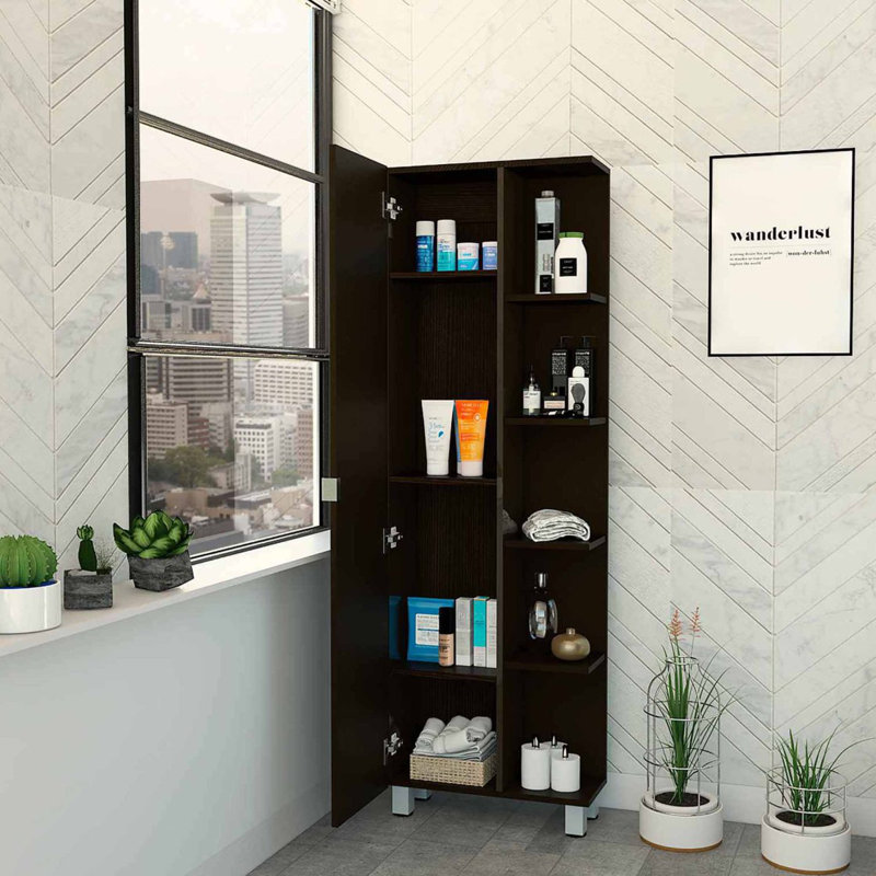 Smokey 5-Shelf Linen Cabinet, Black