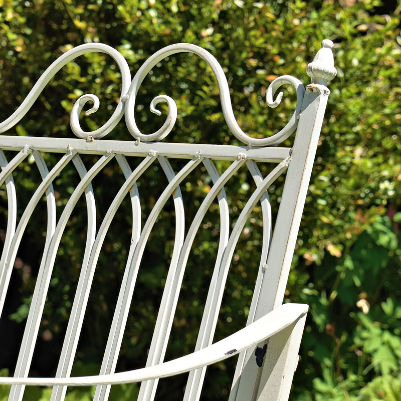 Chaise berçante d'extérieur en métal Dominy, Blanc antique