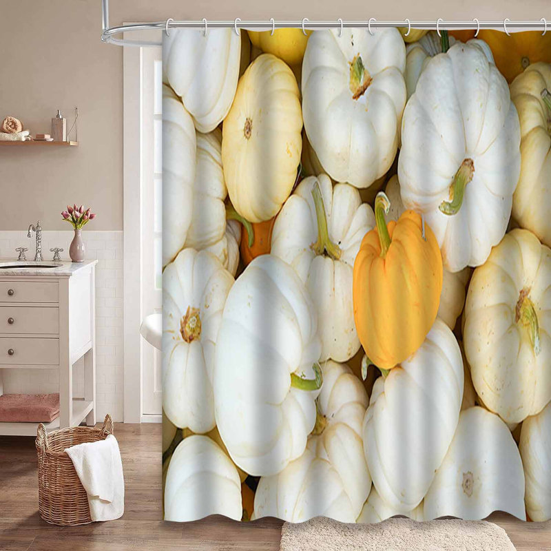 Orange Waterproof Shower Curtain,Shower Curtains for Bathroom with 12 Hooks, 72" L x 78" W