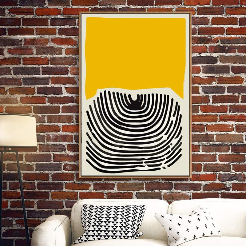 «Yellow Color Block» et empreinte digitale géométrique encadrée sur toile
