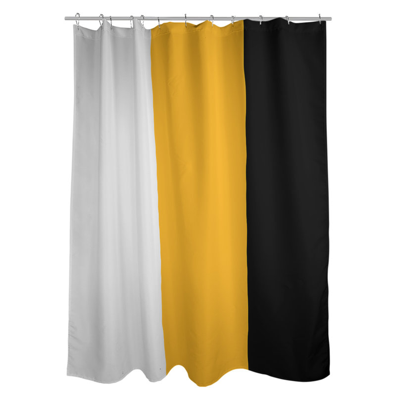 Rideau de douche rayé Boston, Blanc / jaune/ noir, Non