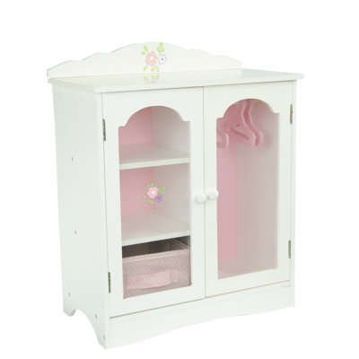 Teamson Kids Little Princess Toy Closet with Hangers for 18" Dolls, Gray/Pink